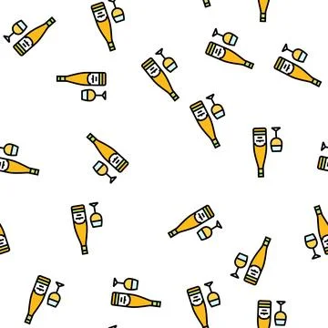 Rieslin white wine vector seamless pattern Illustrazione stock