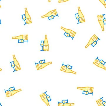 Rieslin white wine vector seamless pattern Stock Illustration