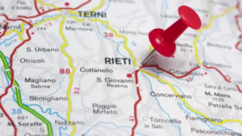 RIETI on a map Stock Footage 176948160