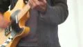 Riff guitar hard rock playing male musician, stage concert gig HD Footage