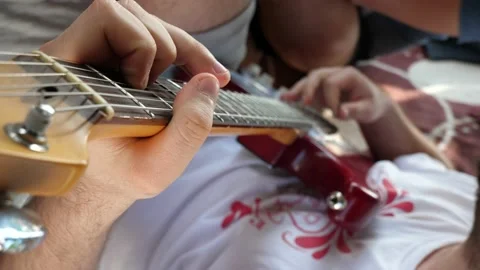 Riffs on an electric guitar Stock Footage 143803157