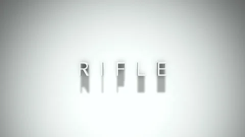 Rifle 3D title animation with shadows on a white background 스톡 동영상 296003779