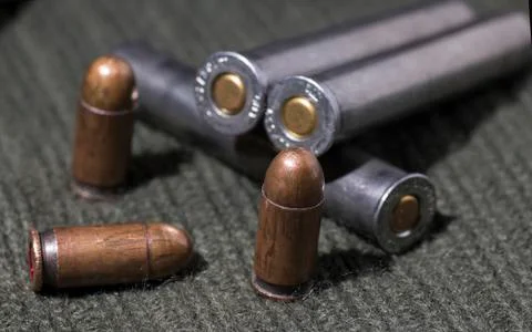 Rifle and pistol bullets Stock Photos