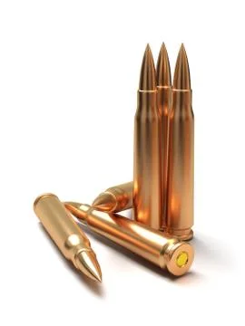 Rifle bullets over white background Stock Illustration