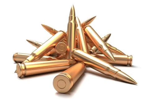 Rifle bullets over white background Stock Illustration