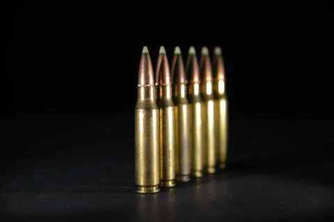 Rifle Bullets Row 2 Stock Photos