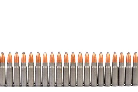 Rifle bullets row Stock Photos