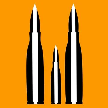 Rifle bullets on white background for automatic rifle. Illustrazione stock