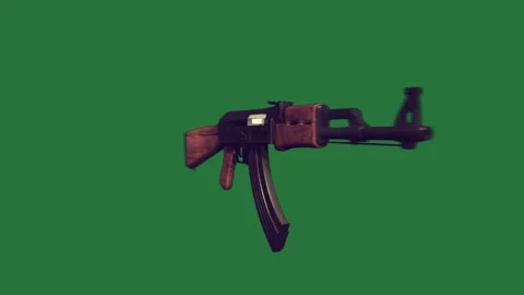 A rifle on green background and screen toy gun bird is flying in the air green Stock Footage 335696507