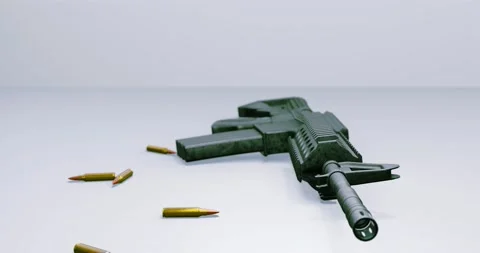 Rifle gun dropping for control or violence Video stock 201509048
