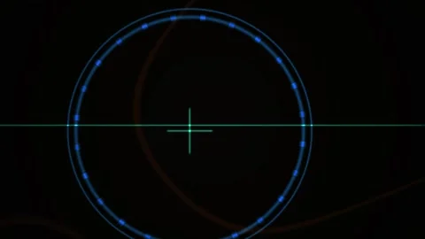 Rifle scope sight with blue dots. Stock Footage 334688942