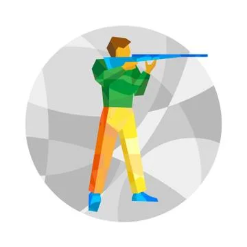 Rifle shooter on gray background with patterns Stock Illustration