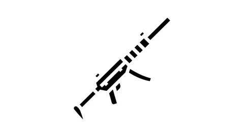Rifle weapon war glyph icon animation Stock Footage 326156344