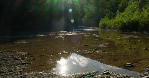 Rifts in a small mountain river Stock Footage 132340709