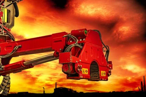 Rig elements on the background of the sunset sky. Stock Photos