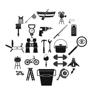 Rig icons set, simple style Stock Illustration