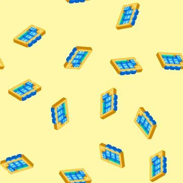 Rig setup cryptocurrency mining isometric icon seamless pattern Stock Illustration