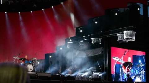 Riga, August 19: drummer performing live at big stage at Baltic Drummer Summit a 動画素材 93987576