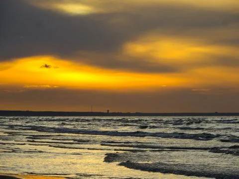 Riga bay in the rays of the setting sun. Stock-Fotos