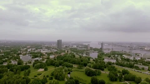 Riga bird eye view from Pardaugava Stock Footage 66687099