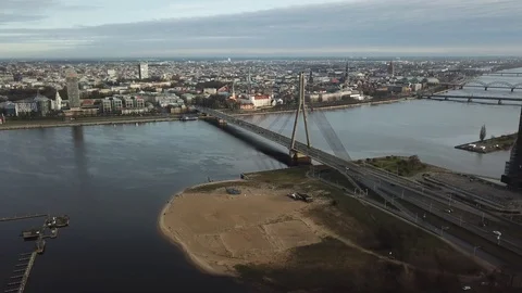 Riga bridge panorama Stock Footage 122158605