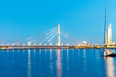 Riga. Cable-stayed bridge Stock Photos