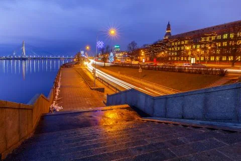 Riga. Cable-stayed bridge. Stock Photos