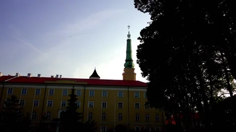 Riga Castle (Rigas pils) is castle on banks of River Daugava in Riga, capital Stock Footage 153555913
