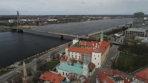 Riga city castle Stock Footage 153314927