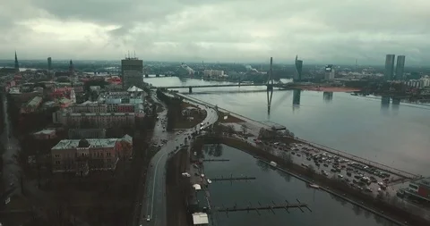 Riga city flyover Video stock 121990865