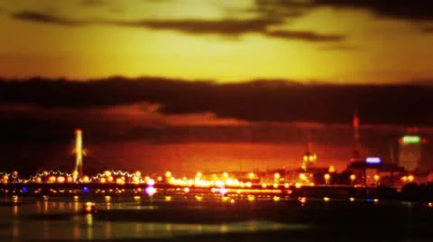 Riga City magic panorama at night Stock Footage 10917879