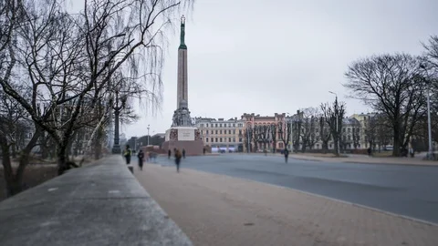 Riga city monument time lapse Stock Footage 88443404