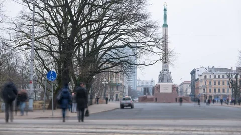 Riga city monument time lapse Stock Footage 88462847
