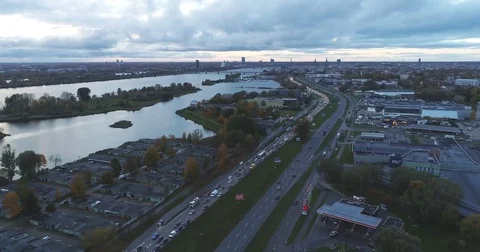Riga city Old Down Town Autumn Drone Flight evening time Stock-Footage 84272604