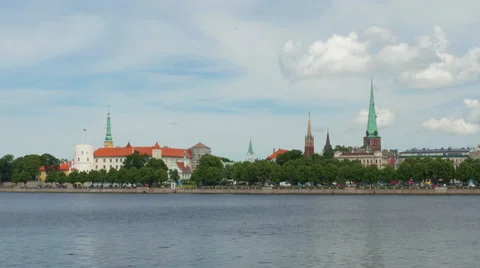 Riga city view, timelapse, zoom out, 4k Video stock 58661306