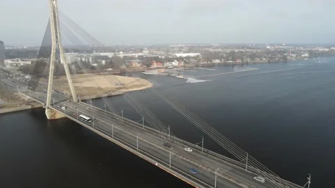Riga Daugava bridge Stock Footage 159281885
