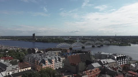 RIga High Angle of City and River Stock Footage 115139693