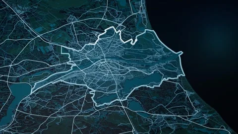 Riga Latvia Glowing Digital Map Animation 4K Stock Footage 337956686