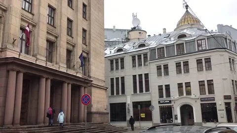 Riga, Latvia, A large building Stock Footage 134418477