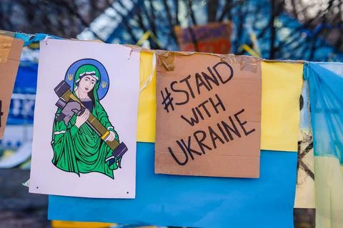 Riga, Latvia - March 15, 2022: Protest against the Russian invasion in Ukraine Stock Photos