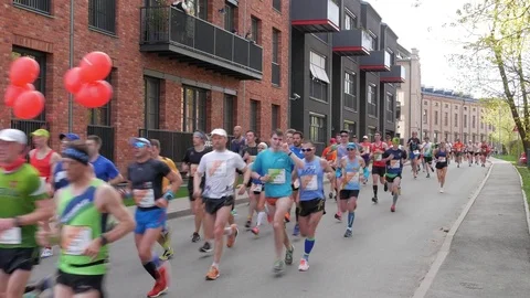 RIGA, LATVIA - MAY 14, 2017: Traditional Lattelecom Marathon. Stock Footage 75613989