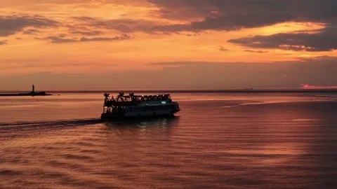 Riga, Latvia - May 3, 2026: Sunset Tour on Boat Vecriga Stock Footage 334062983