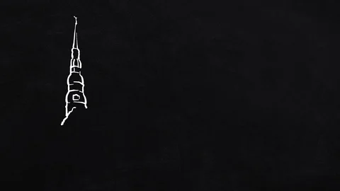 Riga Latvia self-drawing lines on the blackboard Stock Footage 109203487