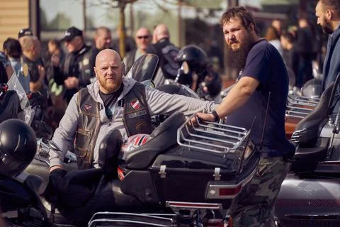 Riga, Latvia - September 22, 2020: Bikers celebrated the opening of motorcycl Foto stock