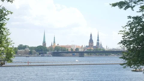 Riga, Latvia, view of the old town skyline Stock Footage 111982151