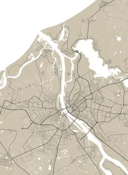 Riga map. Riga city map poster. Map of Riga street, urban area. Stock Illustration