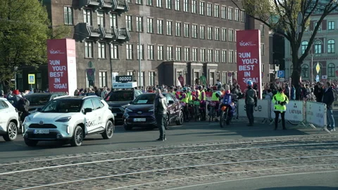Riga Marathon 2023 start line, short before start. Stock Footage 240538457