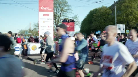 Riga Marathon 2023 start line Stock Footage 240538508