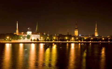 Riga at night Stock Photos