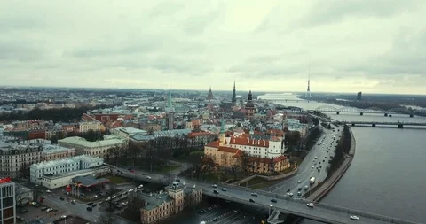 Riga old city birdsview Stock Footage 121990779
